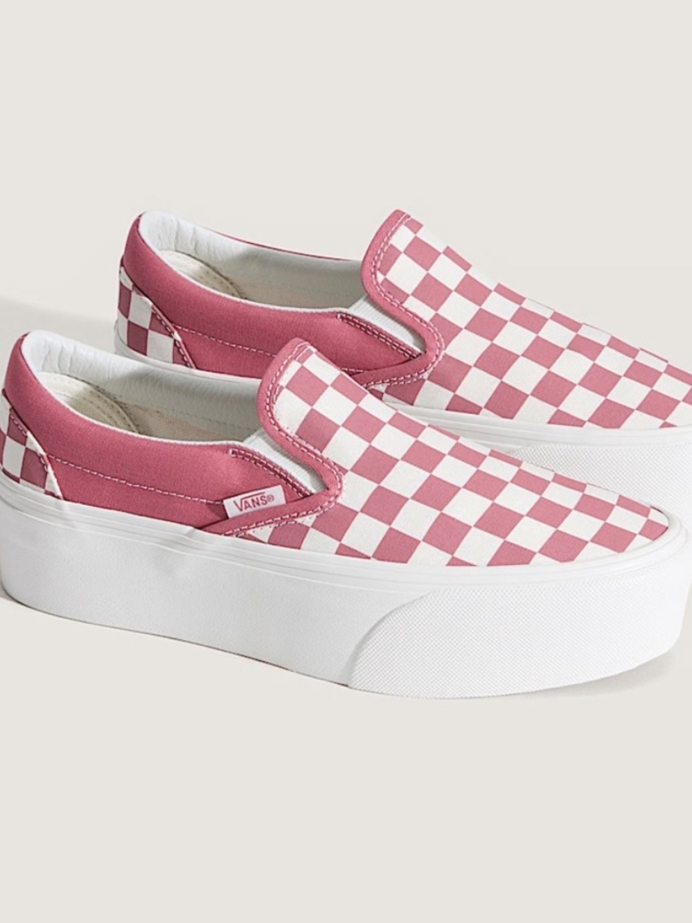 EUC Vans Classic Slip-On Platform Checkerboard Shoe Size 7.5
